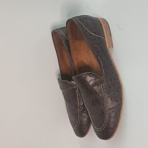 Mens slip-on loafers ostrich leather shoe. Size 13 No defects